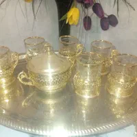 ست چایخوری برنجی با سینی برنجی