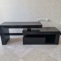 میز تلویزیون ۲ تکه مشکی در حد نو