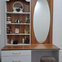 میز آرایش ام دی اف ترک همراه با صندلی و آینه قدی