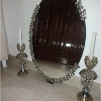 آینه و‌شمعدان ابکاری نقره