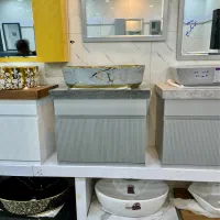 روشویی کابینتی کوتینگ طوسی طلایی/تولیدی
