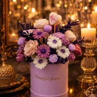 گیفت هدیه کادو عید شمع / باکس گل جاودان