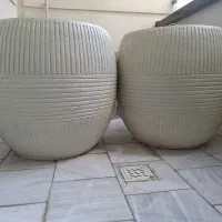 ۱جفت گلدان فایبرگلاس سفید۵۰*۵۰