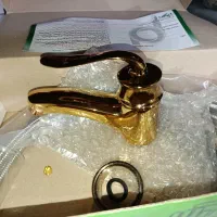 شیر اهرمی روشویی طلایی براق