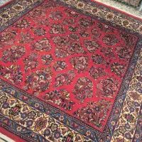 فرش دستباف مربع ۴ متری ساروق نقشه آمریکایی