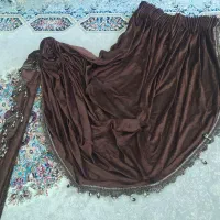 یالان پرده  مخمل رنگ قهوه‌ای سالم