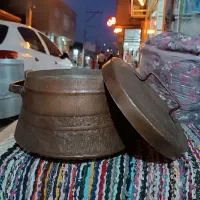 قابلمه مسی عتیقه قلم‌زنی و دست‌ساز با نقش نام ائمه