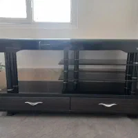 میز تلویزیون شیشه ای مشکی سالم