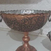 ظروف جا میوه و شیرینی مسی سیاه قلم کاری شده