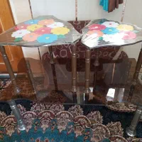 میز عسلی شیشه ای پایه فلزی