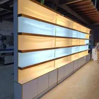 کتابخانه قفسه چوبی دیزاین داخلی منزل