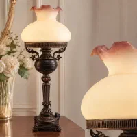 آباژور کلاسیک برنزی با حباب شیشه‌ای