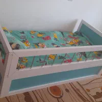 کمد کودک ریلی و تخت کودک با تشک فنری