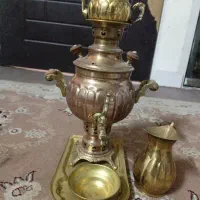 سماور ذغالی یک لیتری و سرویس استکان