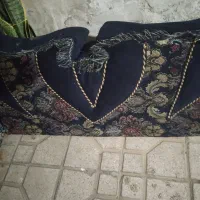 پشتی طرح سنتی رنگ سورمه ای گل دار