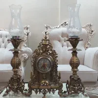 یک جفت شمعدان و ساعت برنجی سالمسالم