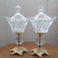 دوعدد قندان پایه برنز خورشیدی