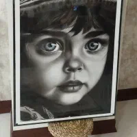 تابلو نقاشی سیاه سفید کودک  (شهرقدس)