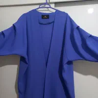 مانتو آبی نو آستین طرحدار