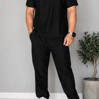 تیشرت شلوار ست مردانه  یقه گرد بیسکویتی