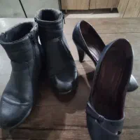 نیم بوت و پاشنه بلند زنانه سایز 38 39 زیپی خزدار