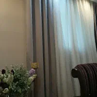 ۲ پنل کتان طوسی  ویک سبز مخملی درحدنو
