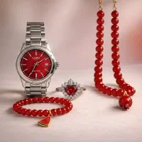 سرویس زنانه یلدایی ست ساعت کاسیو و اکسسوری