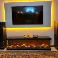 میز تیوی شومینه برقی با سقف شیشه ای