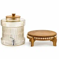 کلمن شیشه ایی پایه چوبی