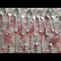سرویس قاشق چنگال خارجی آبکاری  نقره