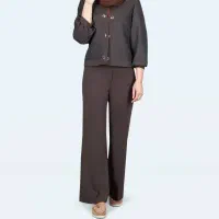 ست کت استین پفکی و شلوار ژاکارد پارچه ترک