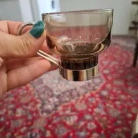 استکان دسته و پایه فلزی