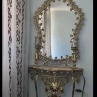 آینه کنسول و شمعدانی برنز