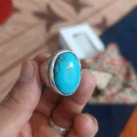 انگشترفیروزه  رکاب فیلی نقره درشت