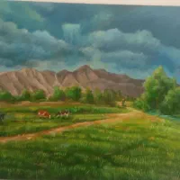 نقاشی رنگ و روغن طبیعت لردگان - چالبطان