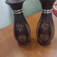 دو عدد گلدون سفالی تزئینی