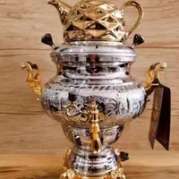 سماور گازی استیل/رنگی طلایی/۳کاره با قوری/کارتهران