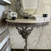 ایینه شمعدان پایه دار نقره ای