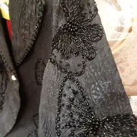 مانتو ژاکارد کت مشکی فول کارشده جواهردوزی مزون دوز