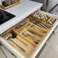 جا قاشقی چوبی نظم دهنده رگلاژی ریلی کشویی آشپزخانه