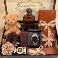 باکس هدیه ست چرم مردانه و زنانه ادکن و ساعت و..