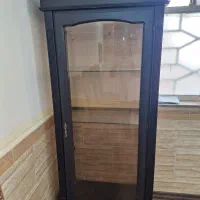 ویترین بوفه چوب قهوه ای و شیشه