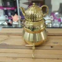 کتری قوری استیل شیر دار طلایی تیتیل