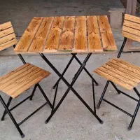 میز و صندلی تاشو چوب و فلز و فایبرگلاس