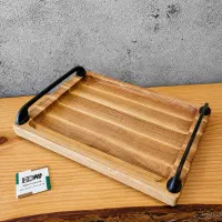 سینی چوب گردو با دسته فلزی