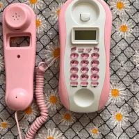 تلفن رومیزی صورتی Caller ID با جعبه