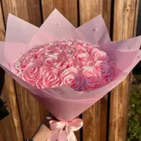 دسته گل رز روبانی