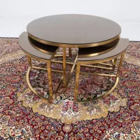 میز جلومبلی و عسلی مدرن / شیشه دودی طلایی