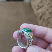 انگشتر بامراج کاری زمرد یاقوت و یاقوت