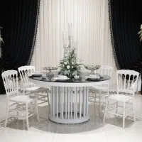 میز تالاری مدل لوله ای رنگ کوره سفید/تالاروهتل